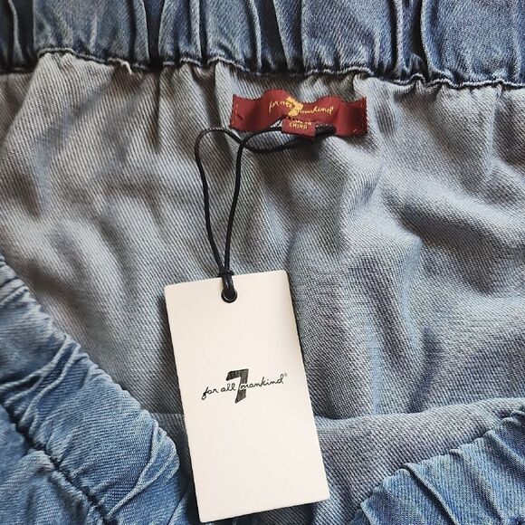 7 For All Mankind Denim Off-Shoulder Blouse - Picture 2 of 5